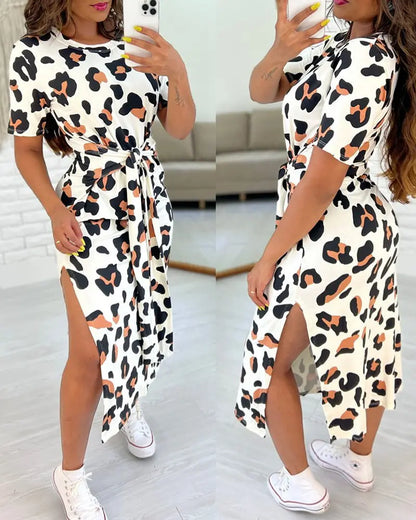 Cherly - Midi-jurk met Luipaardprint