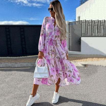 Jasmin - Bloemenprint Midi-Jurk