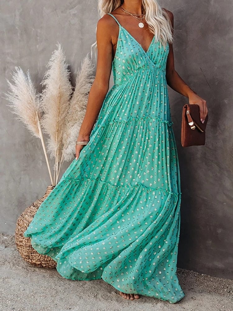 Caren - Groene Maxi Jurk