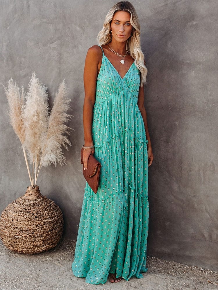 Caren - Groene Maxi Jurk