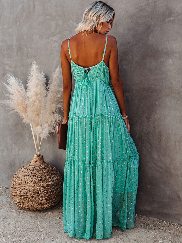 Caren - Groene Maxi Jurk