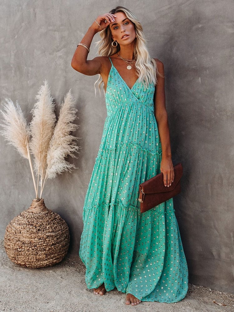 Caren - Groene Maxi Jurk